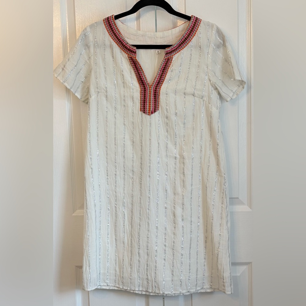 THML Women’s Dress , White with multicolored braiding, size xs